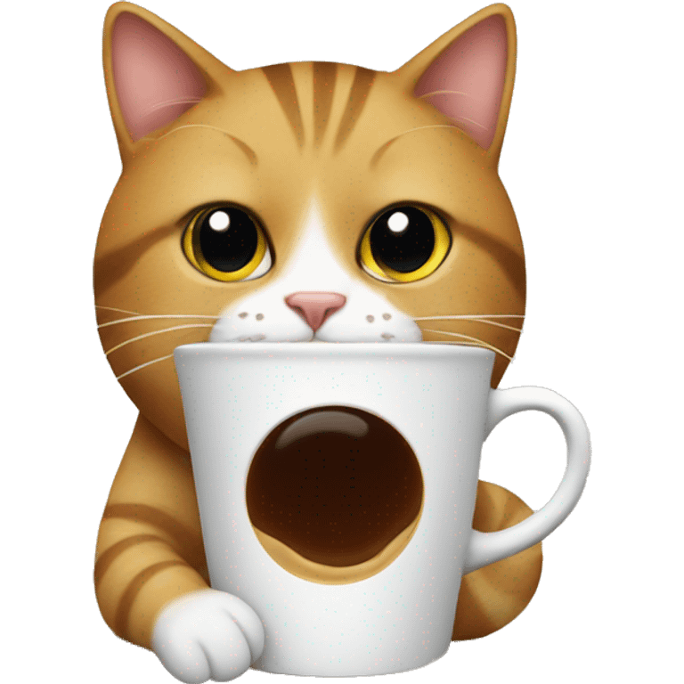 Cat holding a coffee emoji