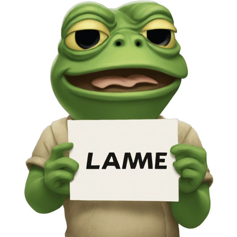 pepe holding a sign that says blame king emoji