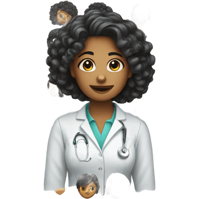 A physical therapist girl with curly black hair  emoji