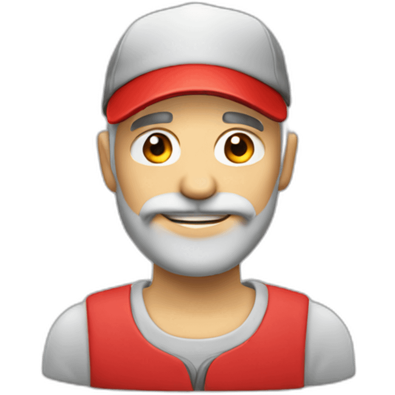 man Bald with Gray beard and red cap with letter M  emoji