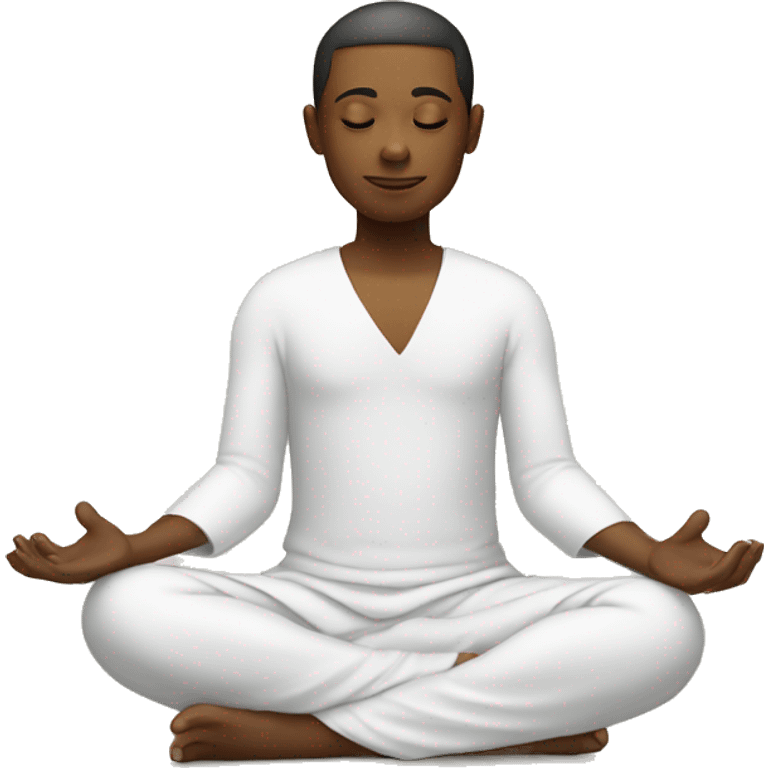 Meditation, white dress, boy emoji