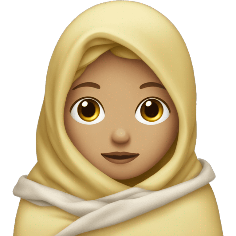 blonde girl with blanket over head emoji