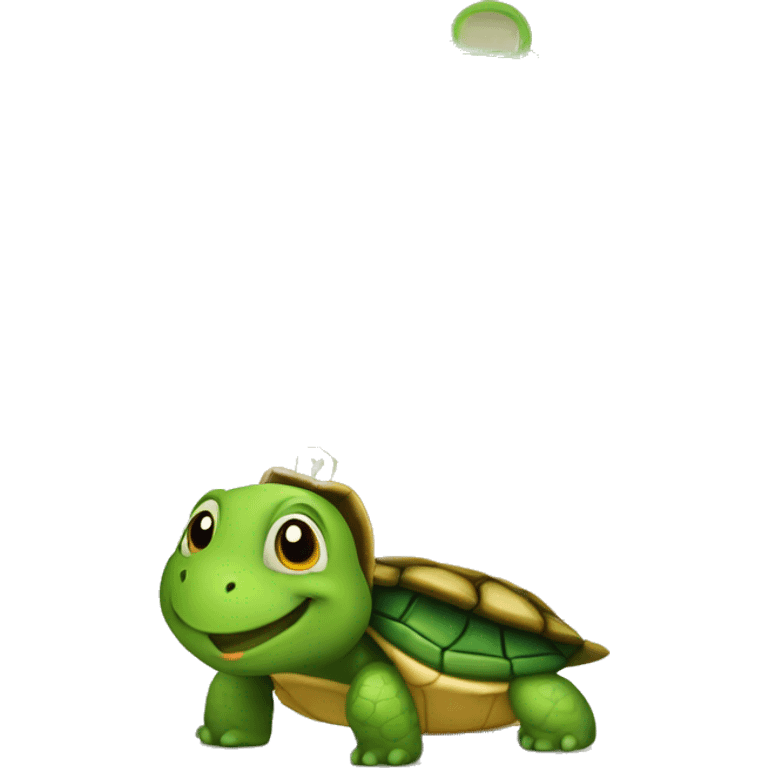 A cute little turtle with a to-do list asking people to join the party. emoji