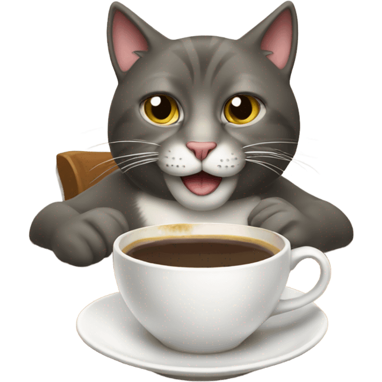 Cat drinking coffee emoji