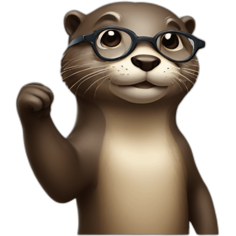 otter with glasses pointing up with its index finger emoji