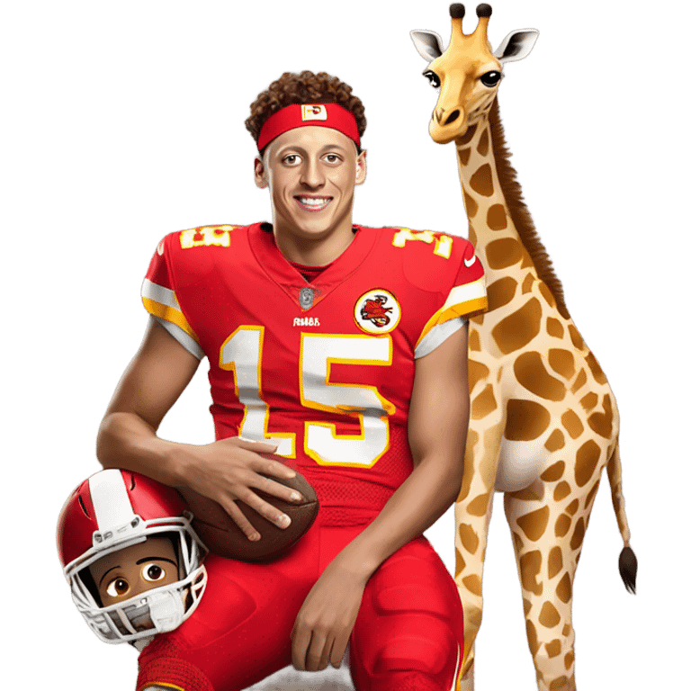 Patrick mahomes riding a giraffe emoji