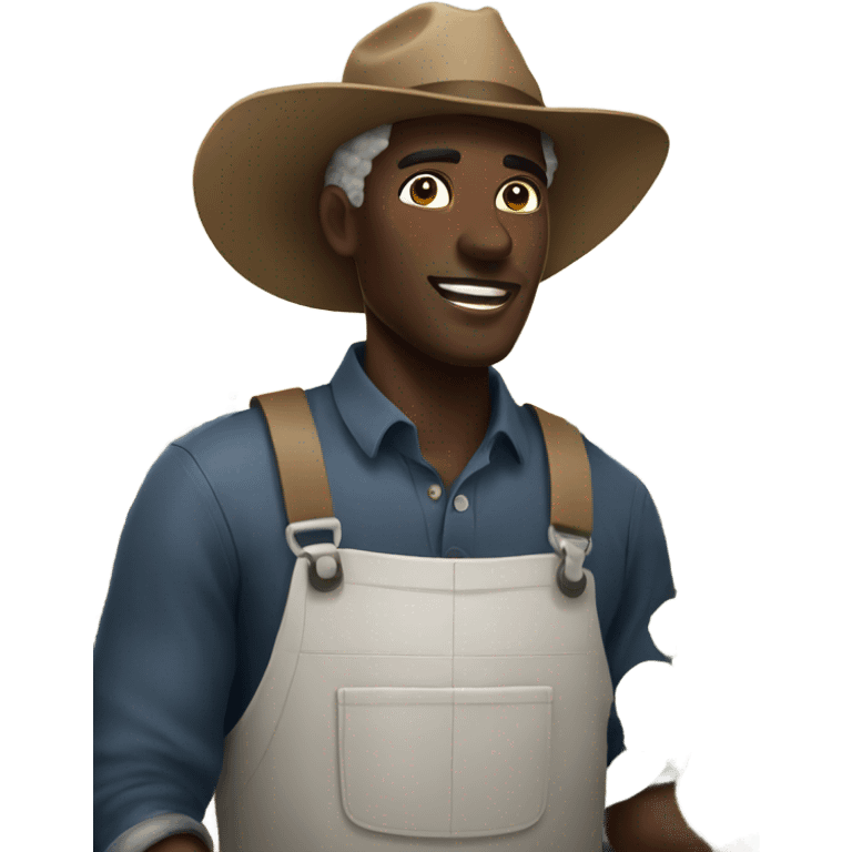 A black farmer working at a cotton field emoji