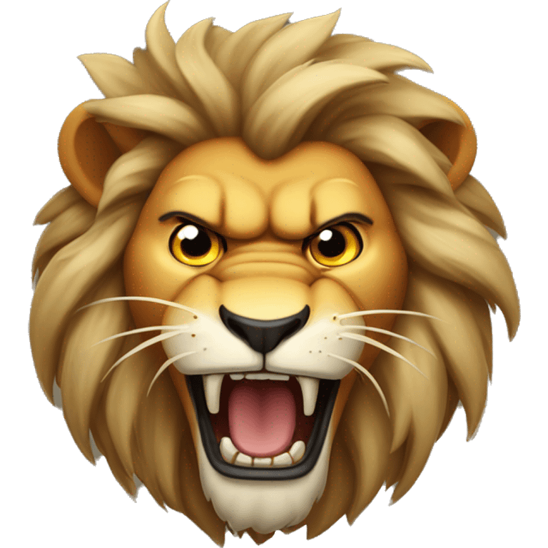 Very serious and Angry lion roars wriggling his head emoji