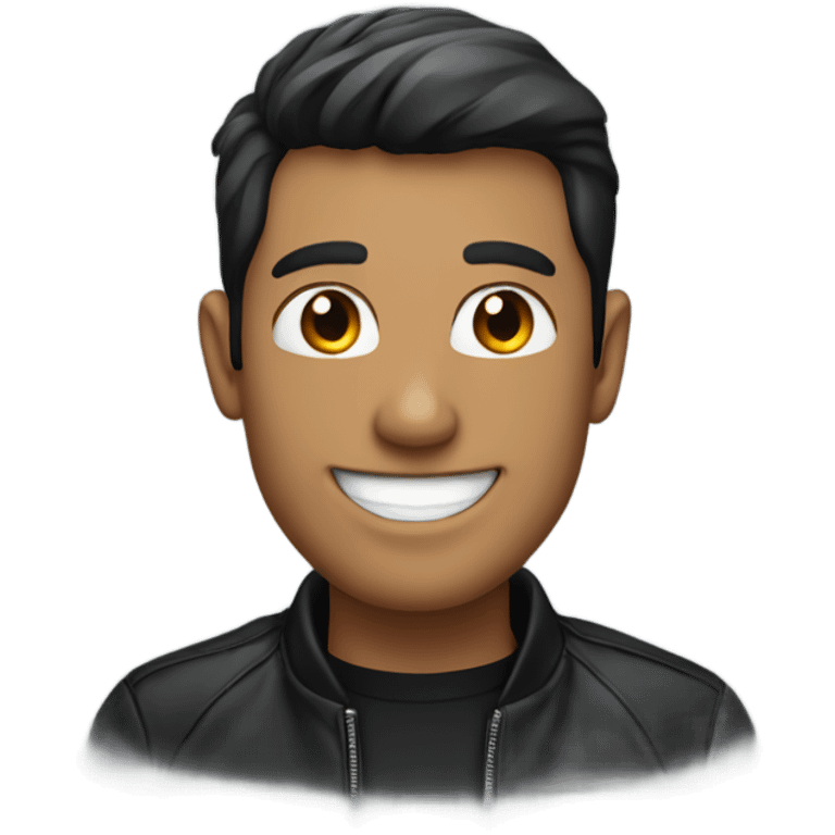 smiling man in black jacket emoji