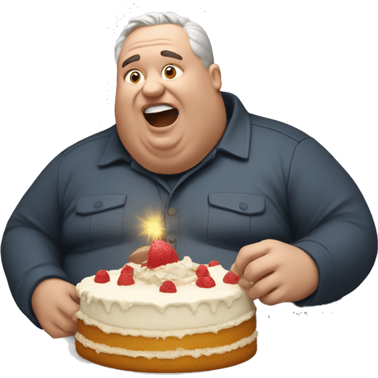 Fat man eating cake emoji