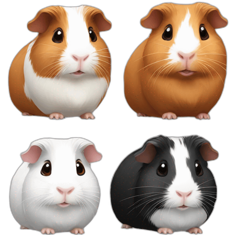 five different guinea pigs emoji