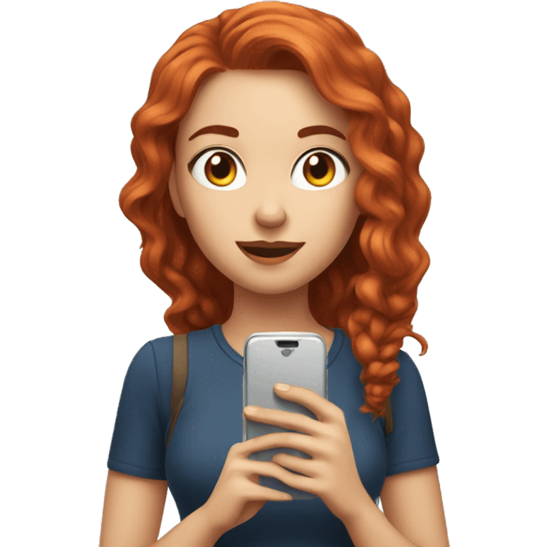 rehead girl making selfie with phone  emoji