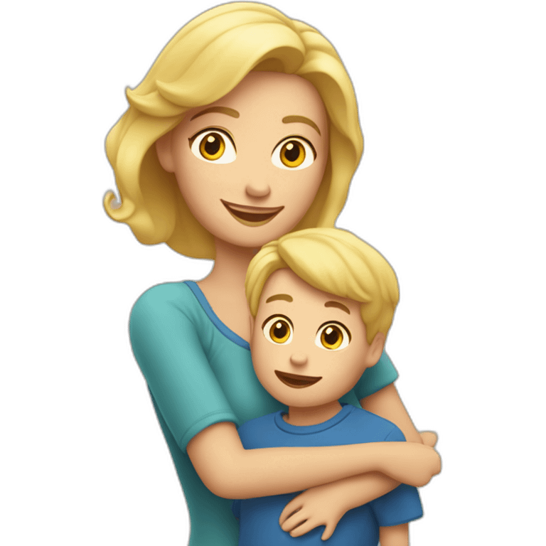 Maman blonde avec son petit garçon. emoji