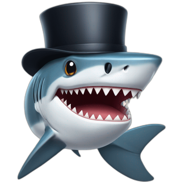 Shark with a top hat emoji