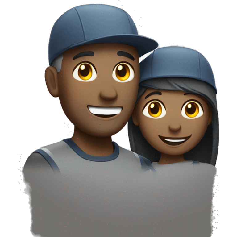 smiling couple with headlamps emoji