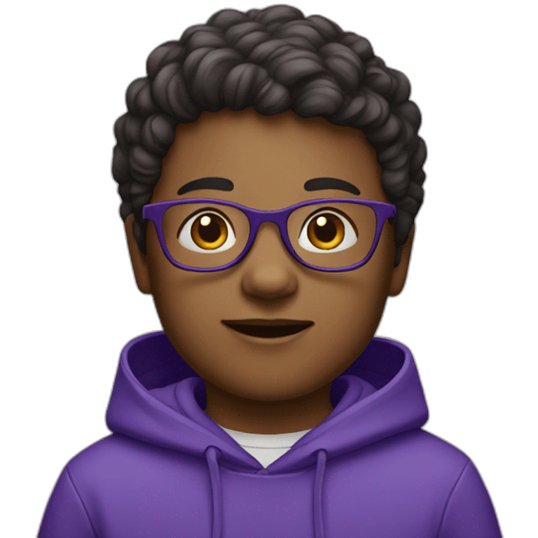 Child with glasses in purple hoodie emoji