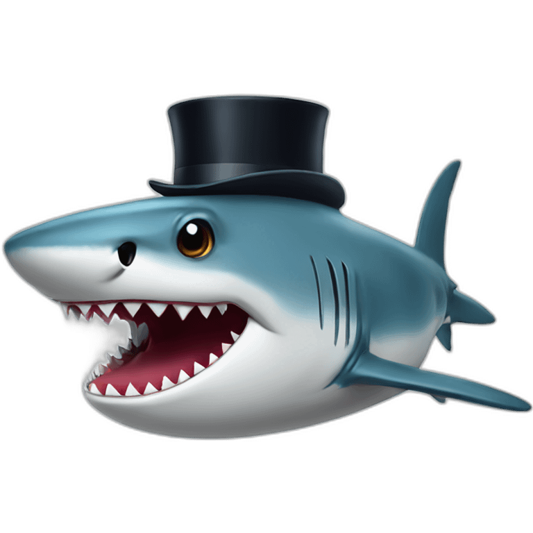 Shark with a top hat emoji