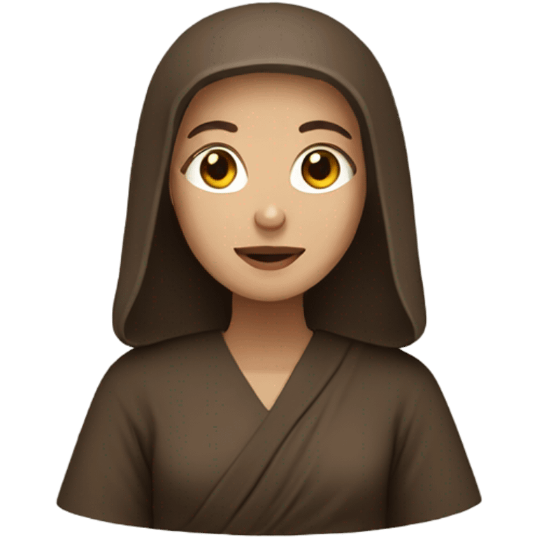 female monk with long brown straight hair emoji