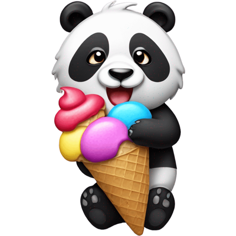 Panda eating ice cream emoji