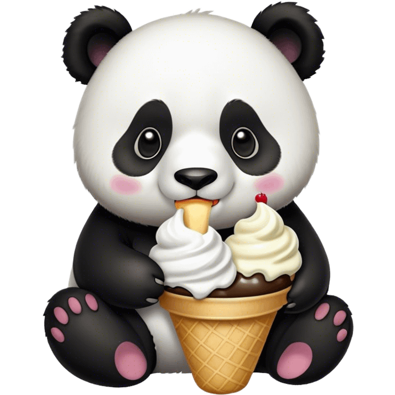 Panda eating ice cream emoji