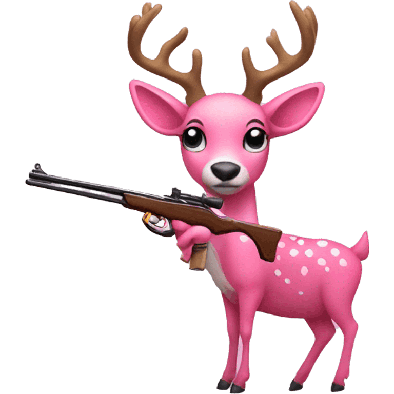 pink deer with bow holding shotgun emoji