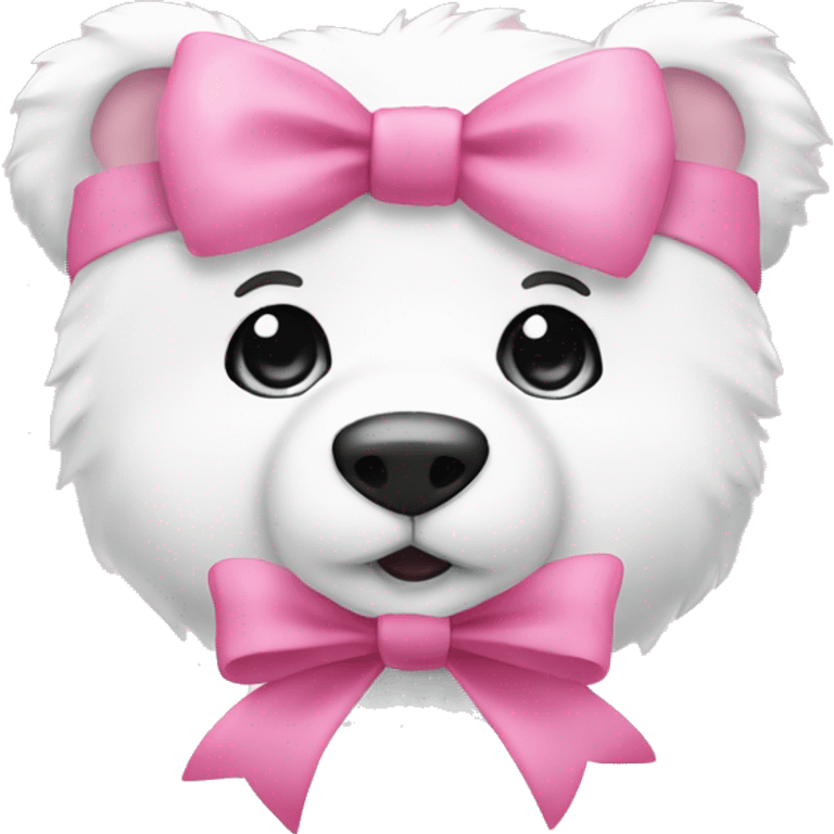 cute white bears face only with a pink bow on it’s ear with a sparkle emoji like this ✨ around it emoji