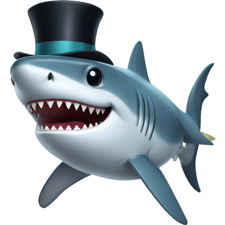 Shark with a top hat emoji