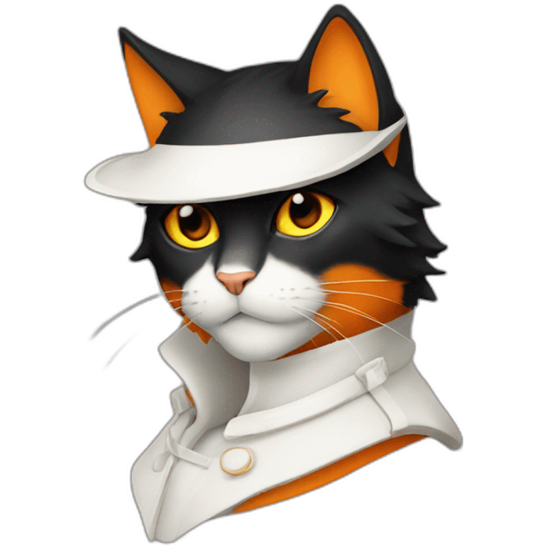 chat noir blanc orange emoji