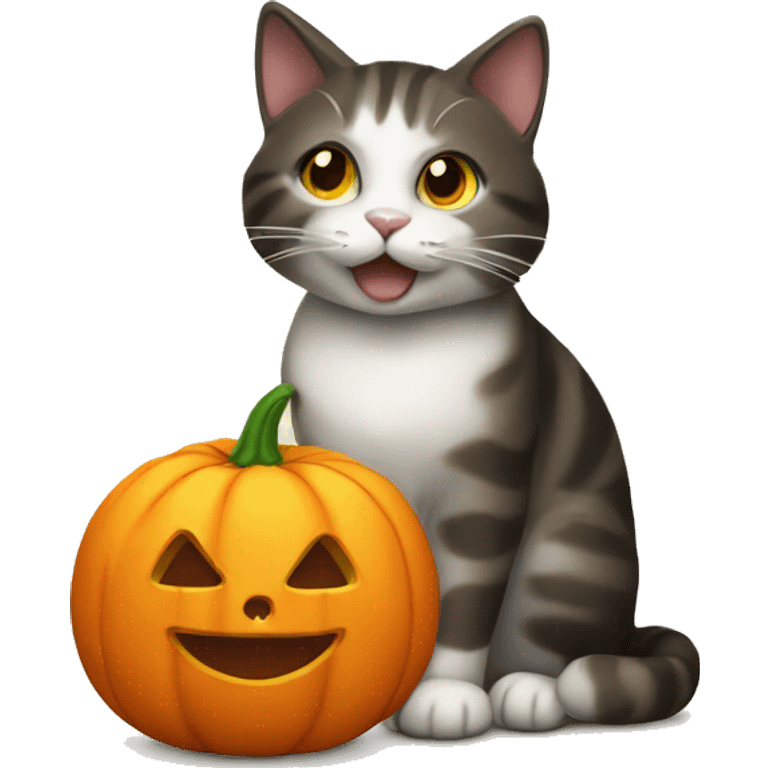 Cat with pumpkin emoji