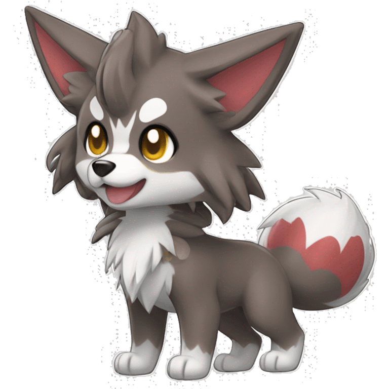 Kawaii Cool Chibi Poochyena-Rocruff-Lycanroc-Pokémon Full Body Detailed High Quality emoji