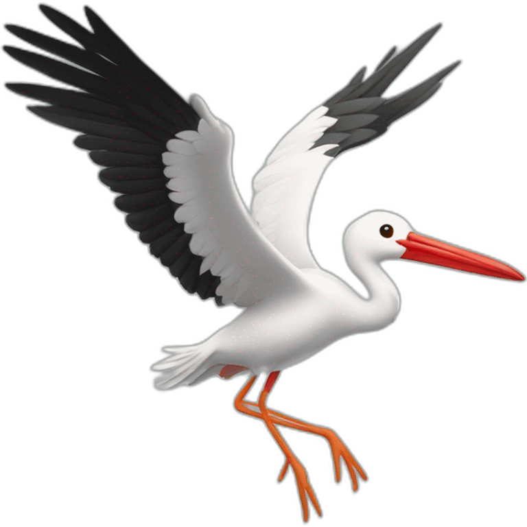 Flying stork with red beack emoji