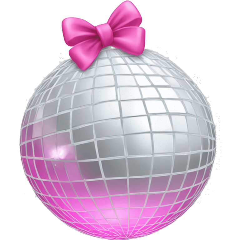 white disco ball with a pink bow on the top side  emoji