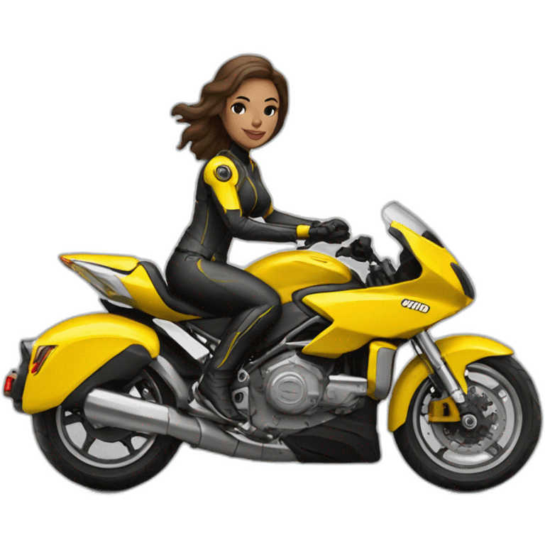 Woman and can am motocicleta amarilla emoji