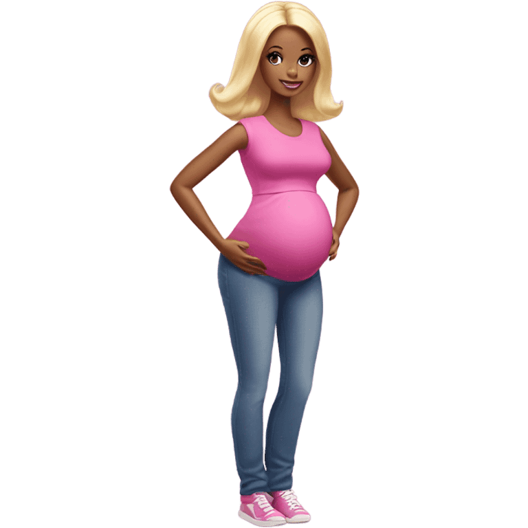 Pregnant Barbie kneeling emoji