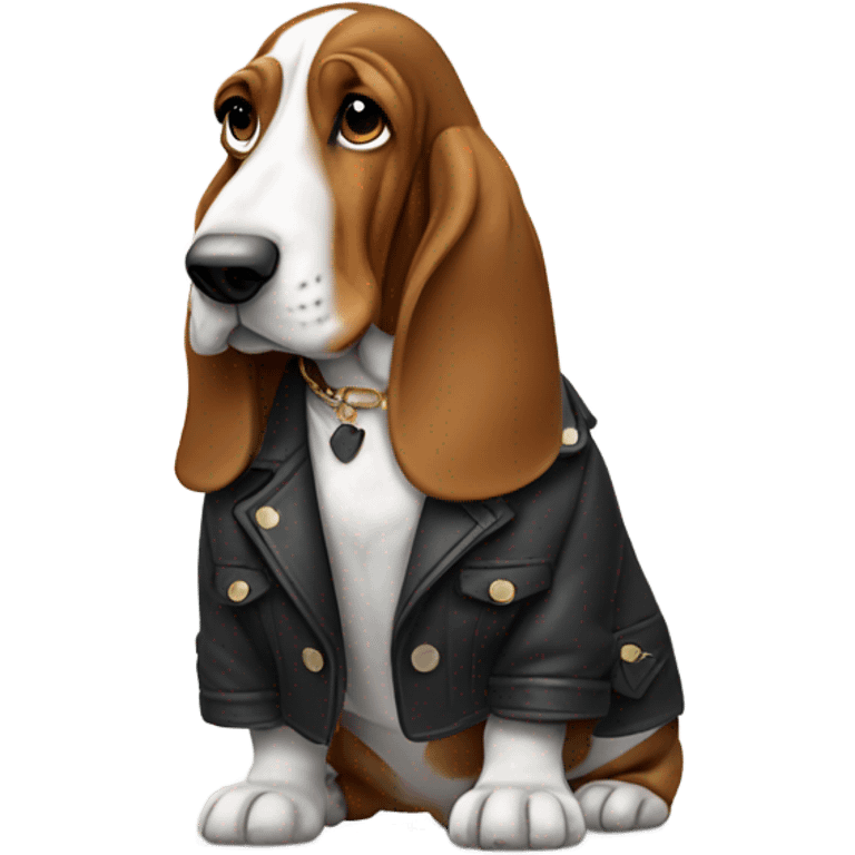 Basset wearing a jacket emoji