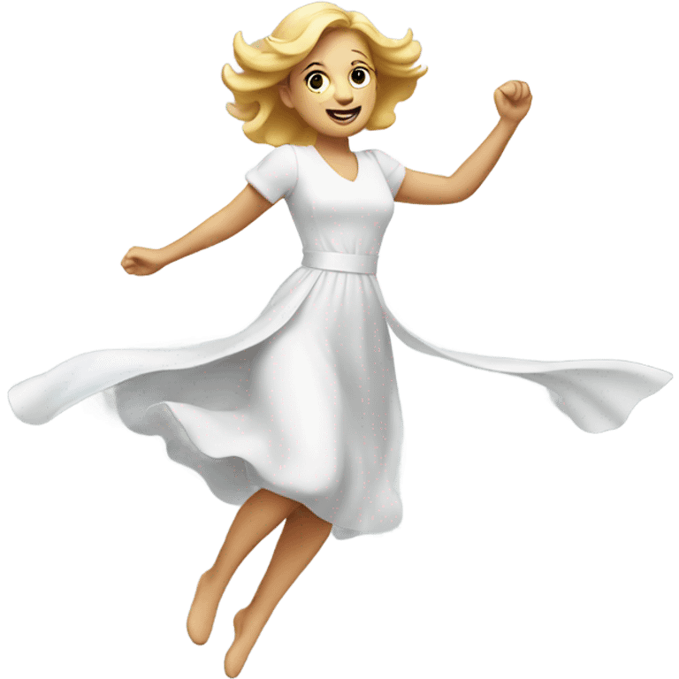 A flying man in white dress and light emoji