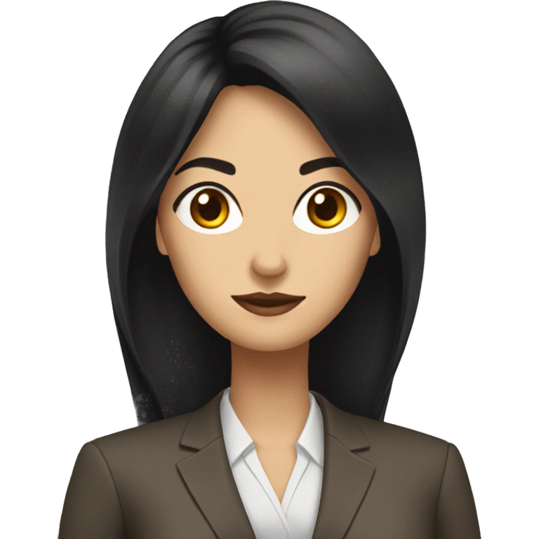 Female defense attorney with long black hair with brown suit emoji