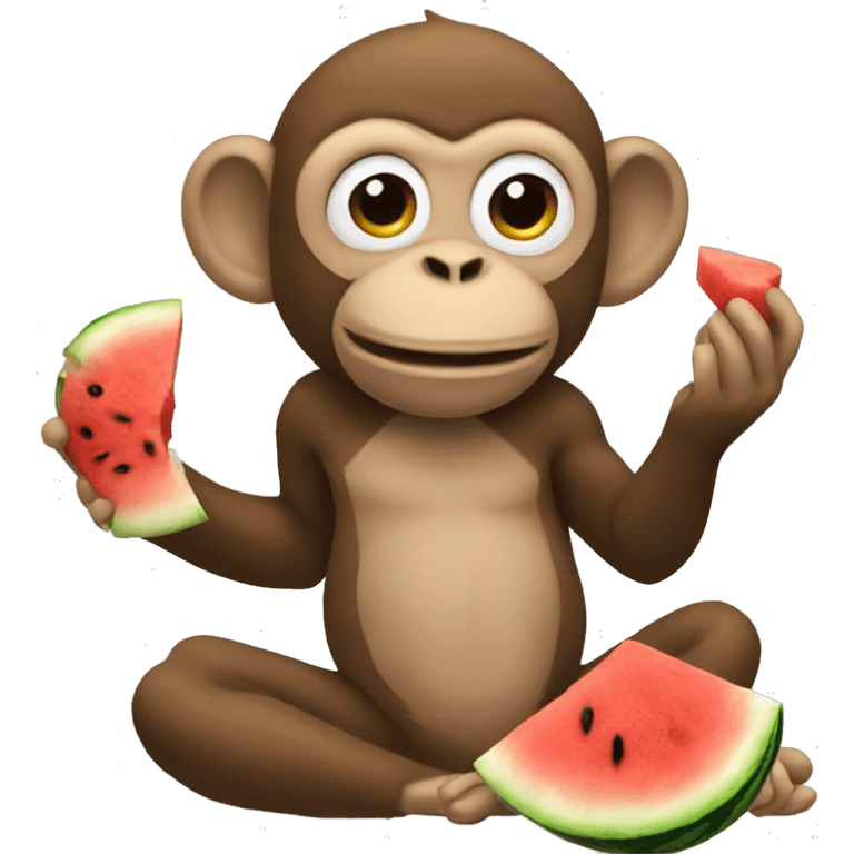 Monkey eating chicken and watermelon  emoji