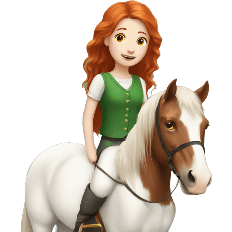 Girl with red hair and her white Irish cob emoji