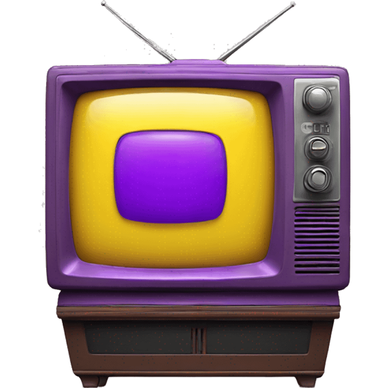 purple retro TV with yellow screen emoji