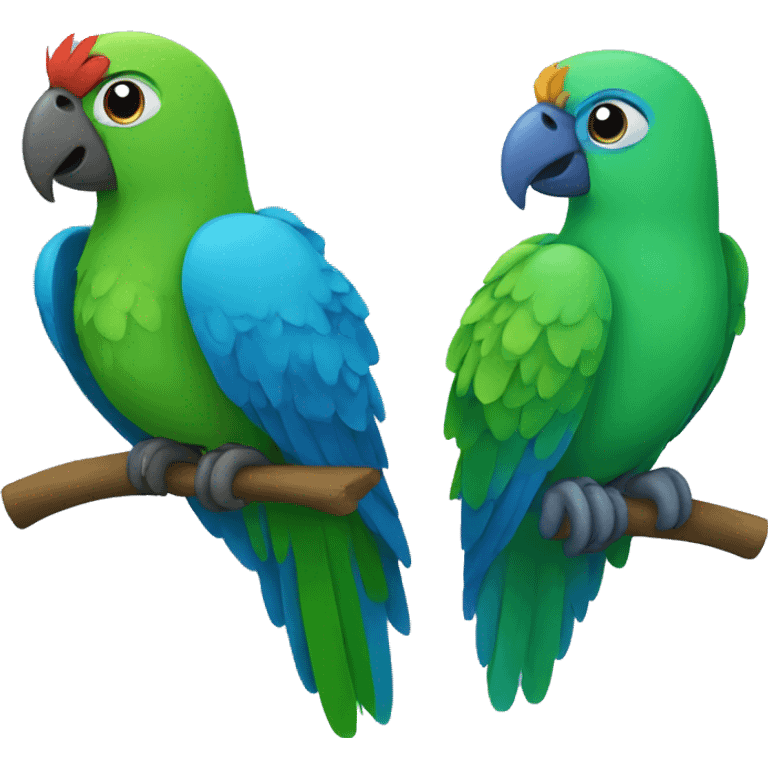 Blue parrot and Green parrot  emoji