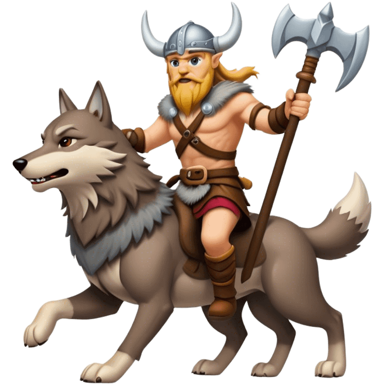 Viking Warrior Riding A Wolf  emoji