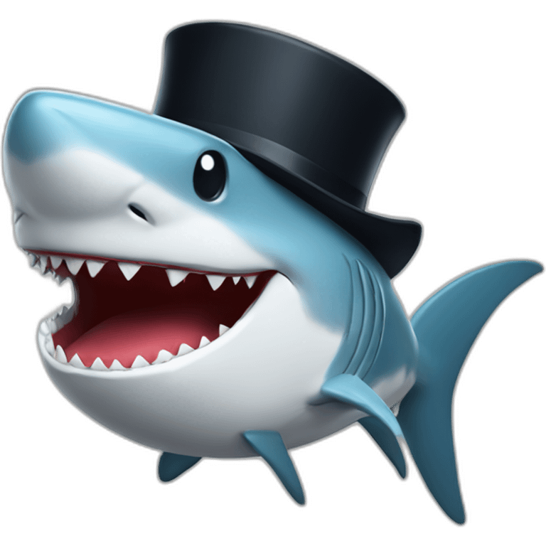 Shark with a top hat laughing  emoji