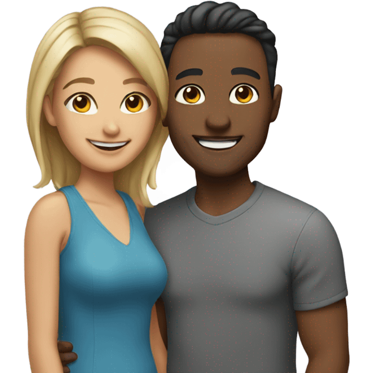 mixed couple smiling emoji