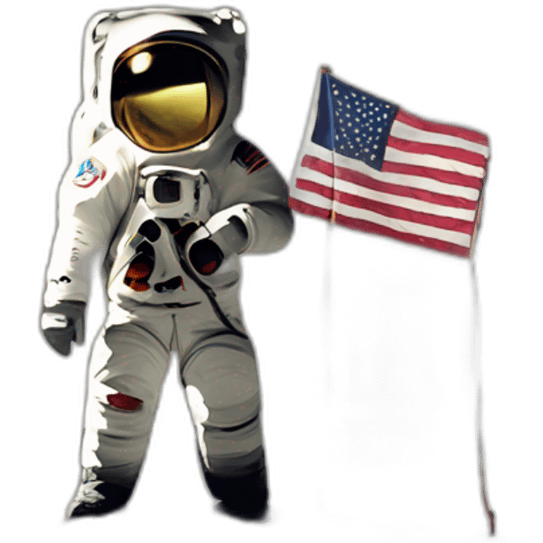 Man on the moon with a flag emoji