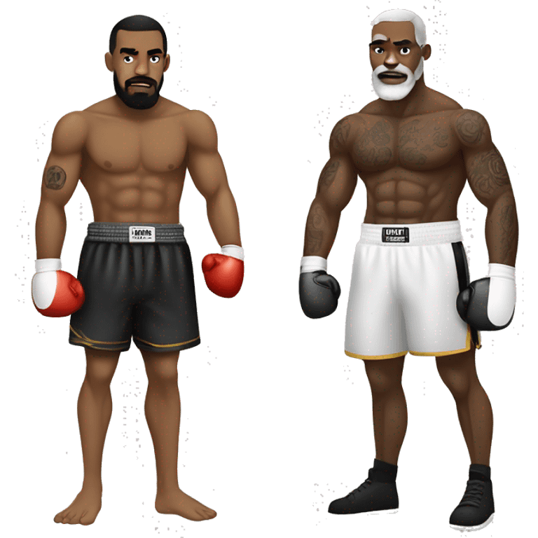 Black tattooed boxer vs white bearded boxer emoji