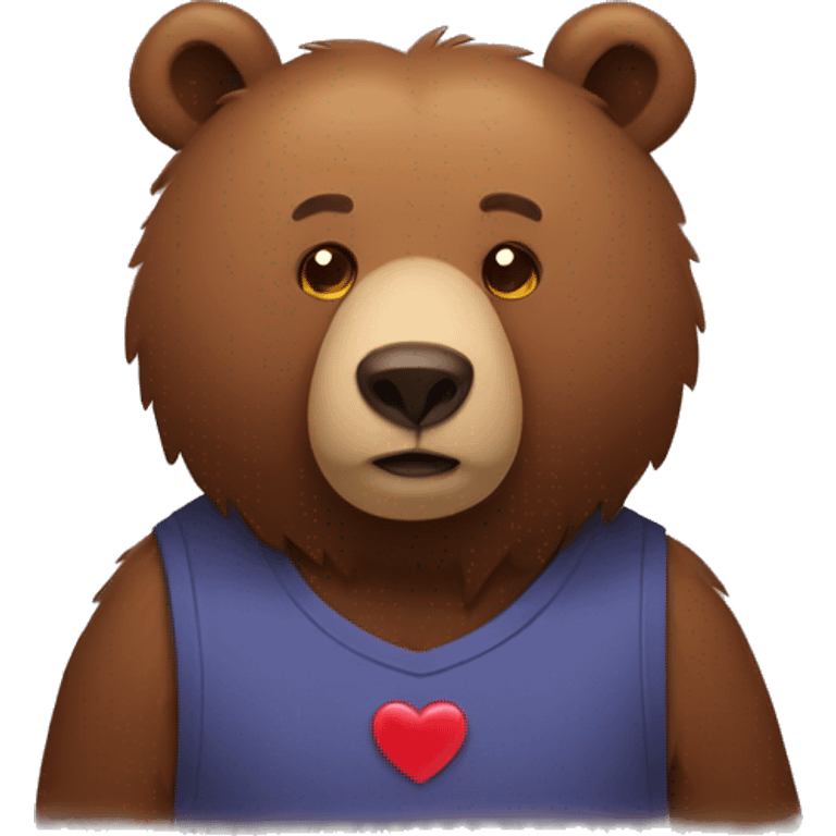 Brown bear with heart on his chest emoji