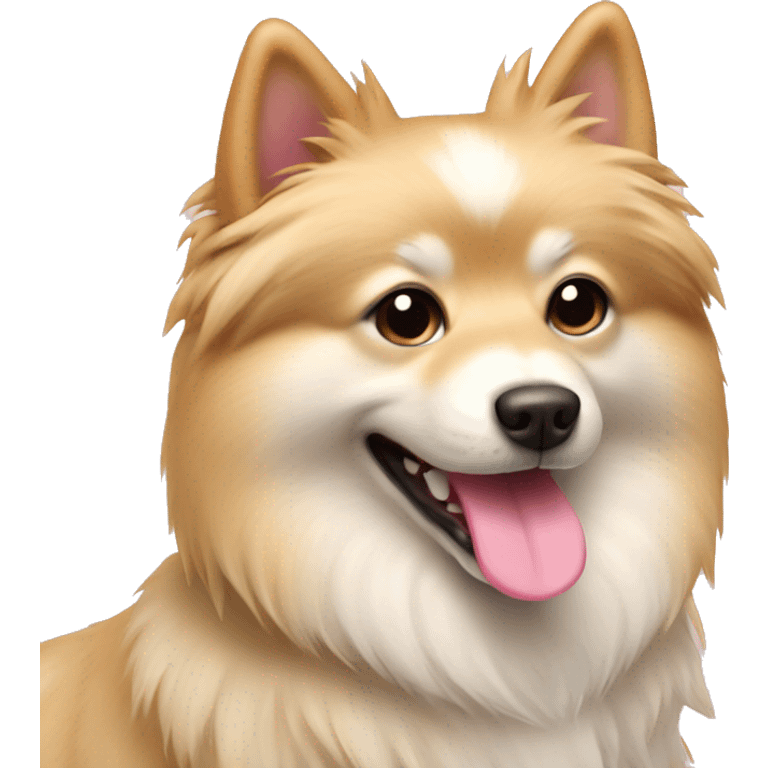 spitz dog beige with pink tail emoji