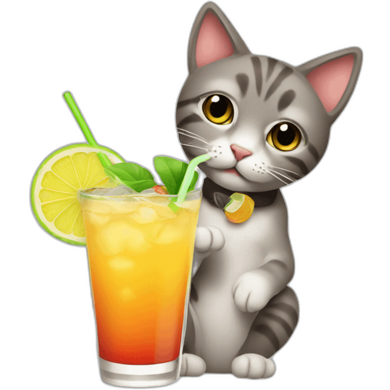 Cat drinking a Cocktail emoji