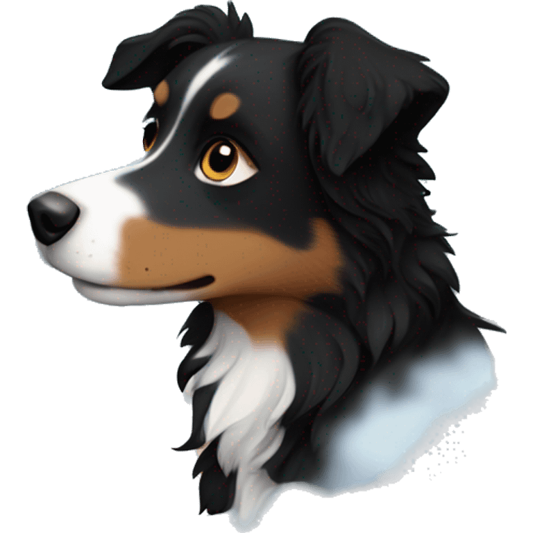 Small black australian shepherd dog with moon and stars  emoji